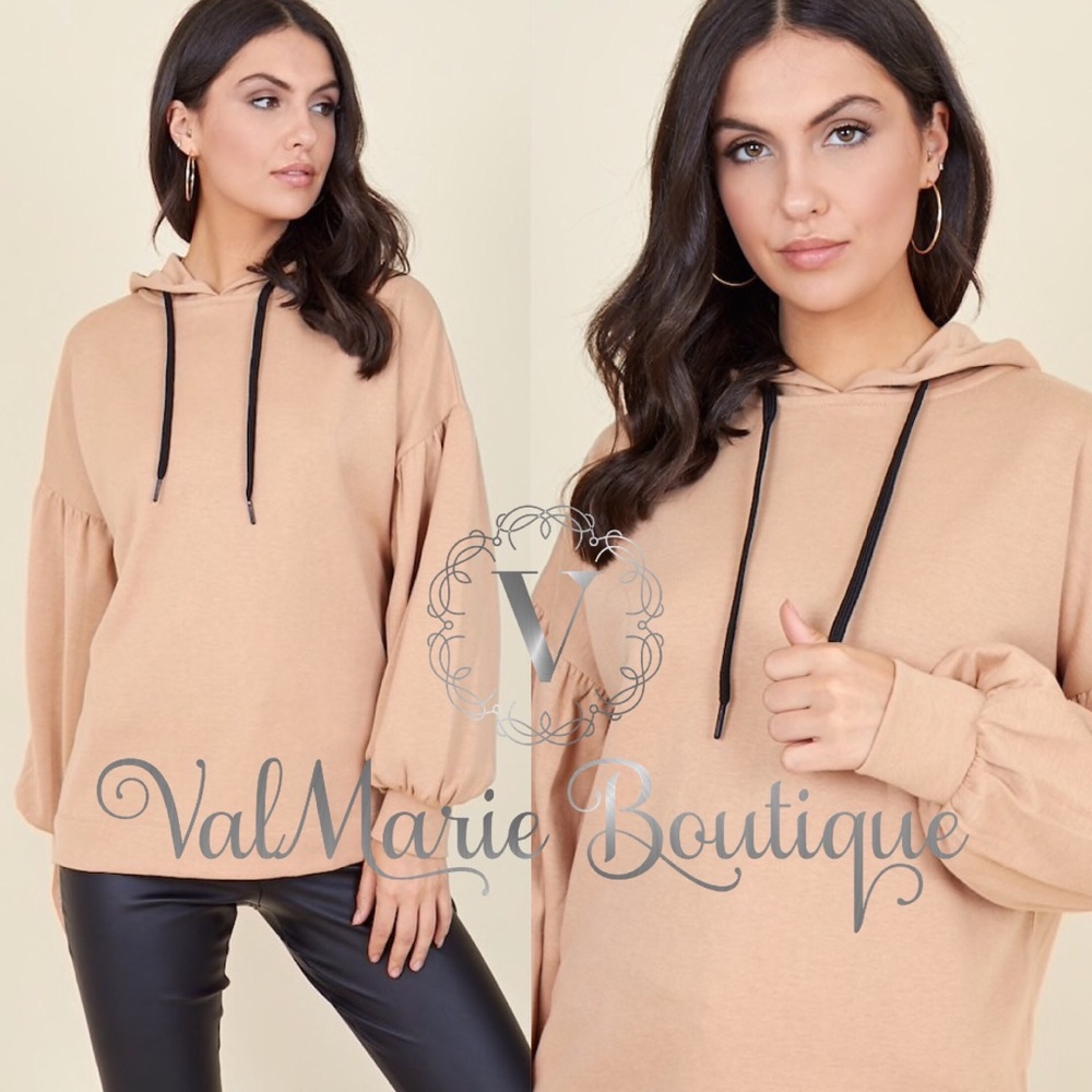 MODERN COMFORT Creamy Taupe balloon sleeve hoodie